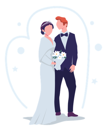 Pareja de recién casados  Ilustración