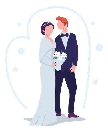 Pareja de recién casados  Ilustración