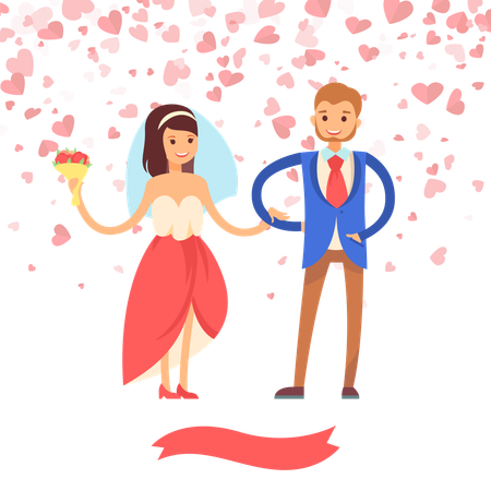 Pareja de recién casados  Ilustración