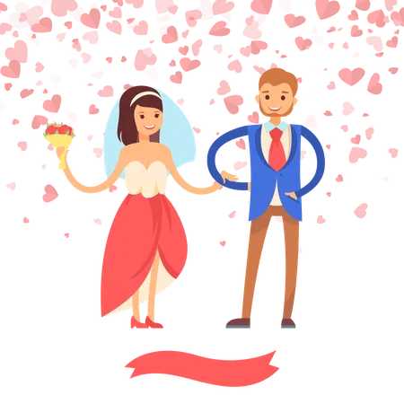 Pareja de recién casados  Ilustración