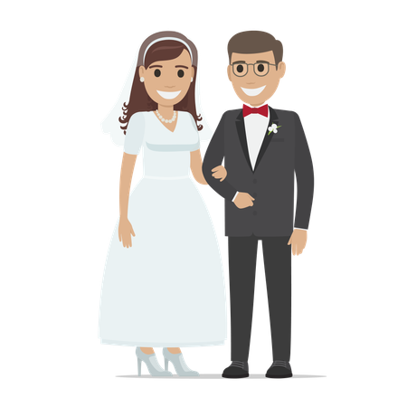 Pareja de recién casados  Ilustración