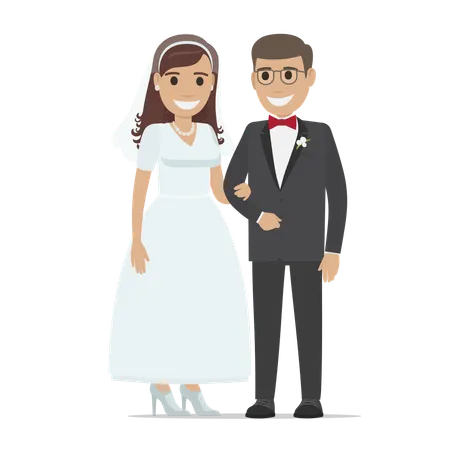 Pareja de recién casados  Ilustración