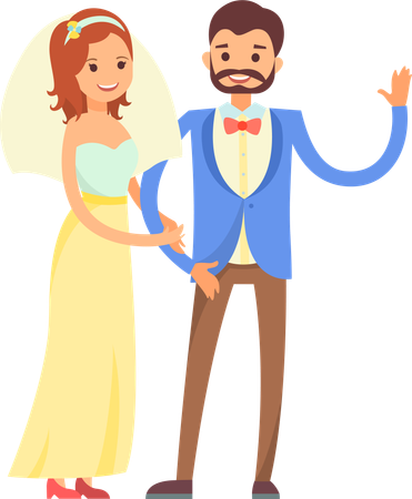 Pareja de recién casados  Ilustración