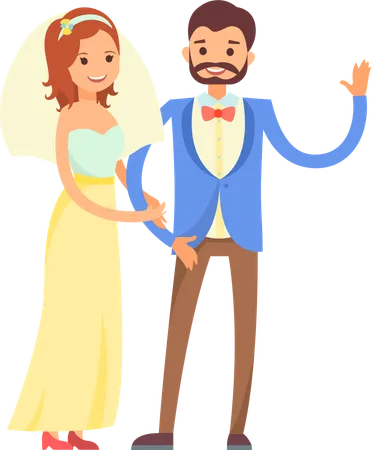 Pareja de recién casados  Ilustración