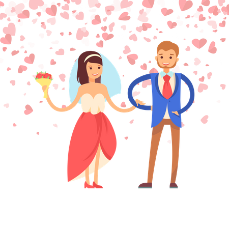 Pareja de recién casados  Ilustración