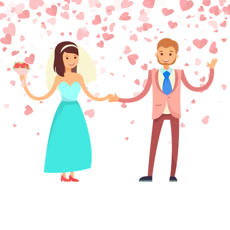 Pareja de recién casados  Ilustración