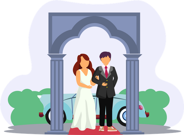 Pareja de recién casados  Ilustración