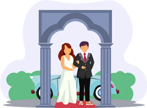 Pareja de recién casados  Ilustración