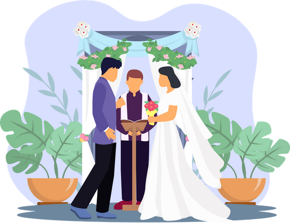 Pareja de recién casados  Ilustración