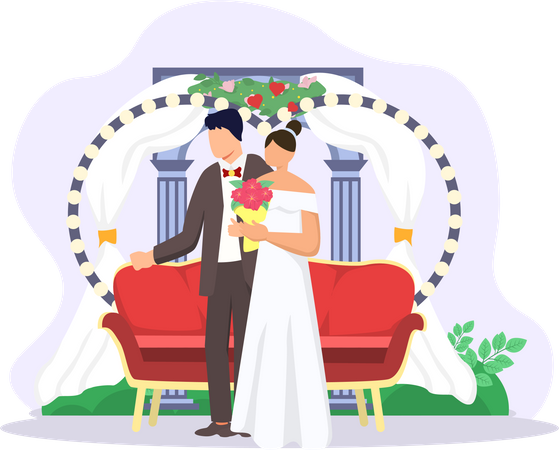 Pareja de recién casados  Ilustración