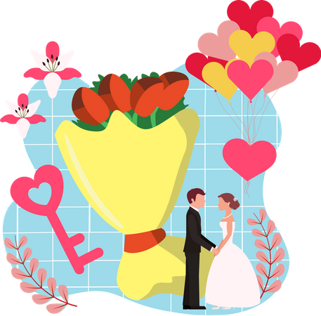 Pareja de recién casados  Ilustración