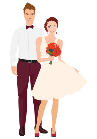 Pareja de recién casados  Ilustración