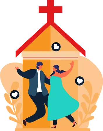 Pareja de recién casados bailando  Ilustración