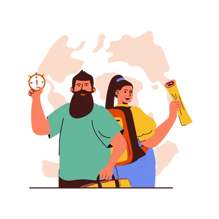 Pareja de vacaciones  Ilustración