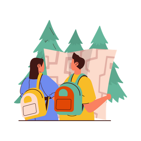 Pareja de vacaciones  Ilustración