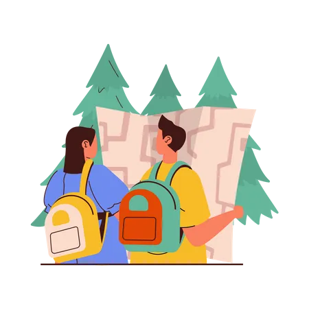 Pareja de vacaciones  Ilustración