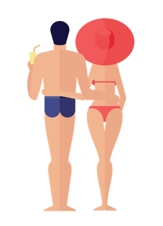 Pareja de vacaciones  Ilustración