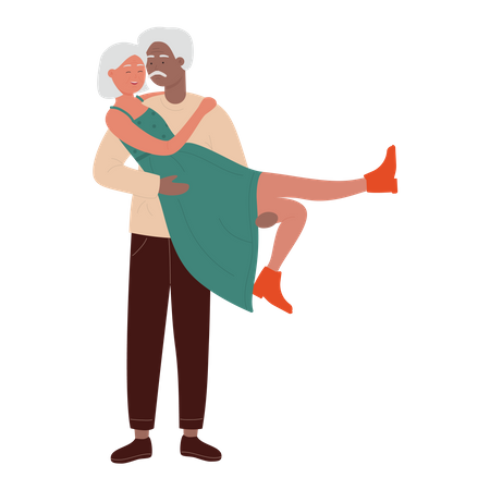 Pareja de ancianos haciendo baile  Ilustración