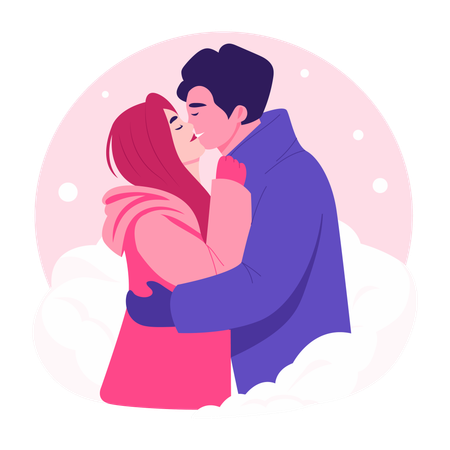 Pareja disfrutando de un beso  Ilustración
