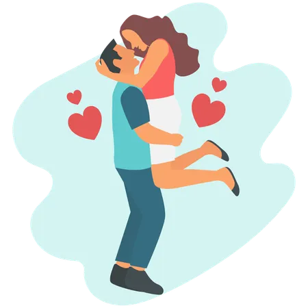 Pareja disfrutando del amor y la risa  Ilustración