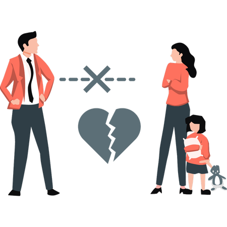 Pareja divorciándose  Ilustración