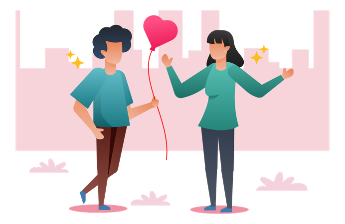 Pareja dulce momento  Ilustración