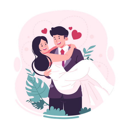 Pareja el día de la boda  Ilustración