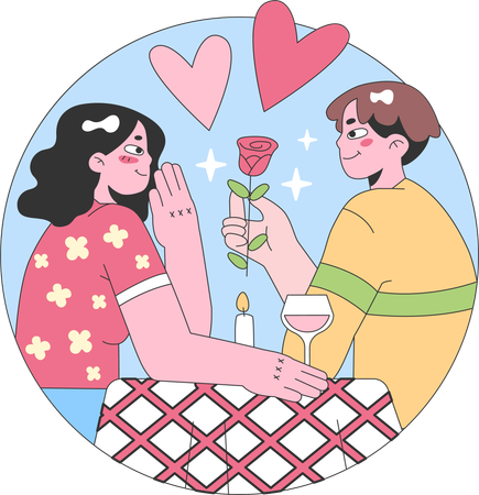 Pareja en la cita  Ilustración