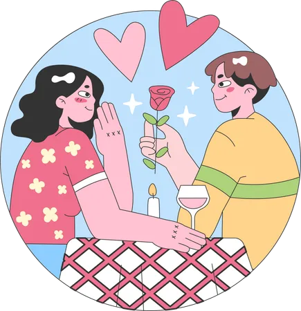 Pareja en la cita  Ilustración