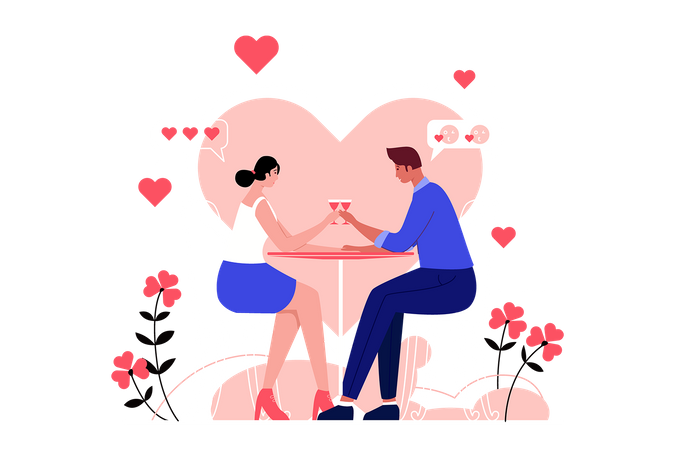 Pareja en la cita  Ilustración