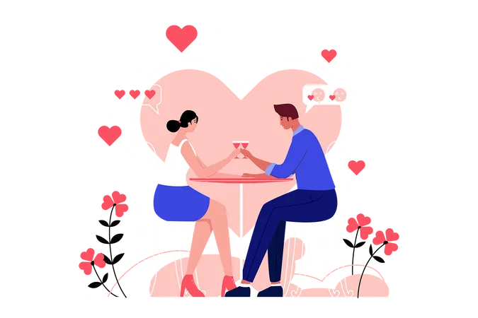 Pareja en la cita  Ilustración