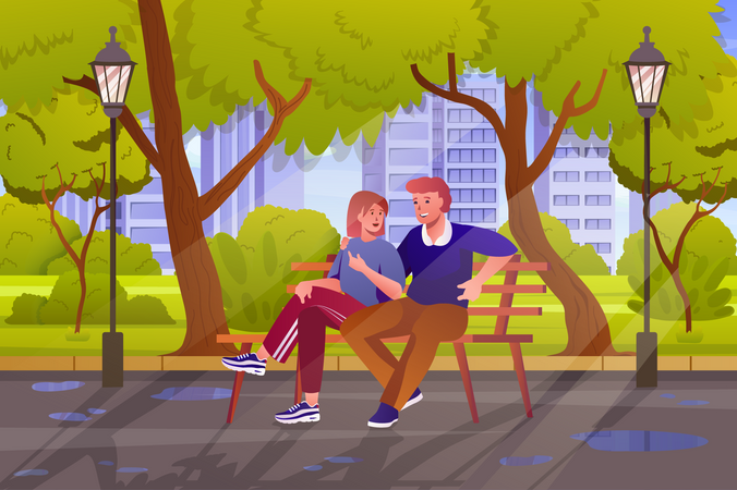 Pareja en el jardin  Illustration