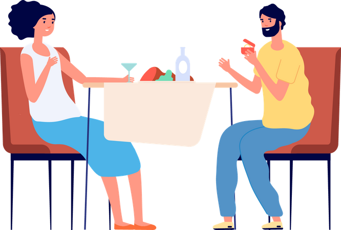 Pareja en la cita  Ilustración