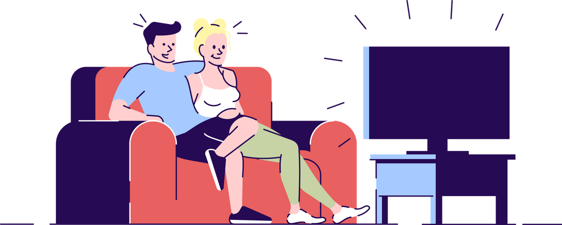 Pareja en noche de cine  Ilustración