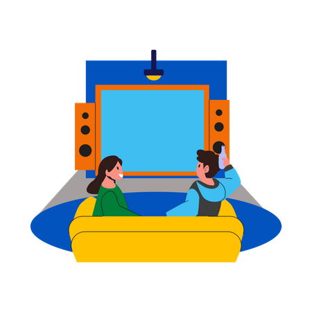 Pareja en noche de cine  Ilustración