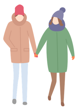 Pareja en ropa de invierno  Ilustración