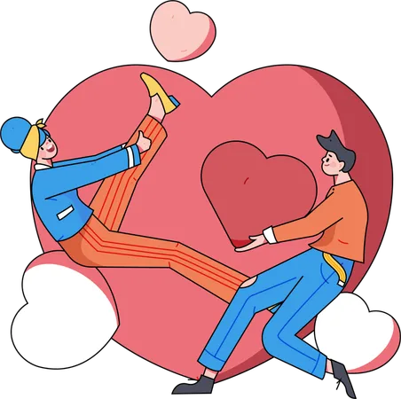 Pareja en el día de San Valentín  Ilustración