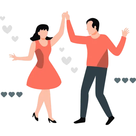 Pareja esta bailando  Ilustración