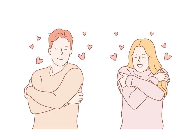 La pareja disfruta de sus sentimientos de amor.  Ilustración