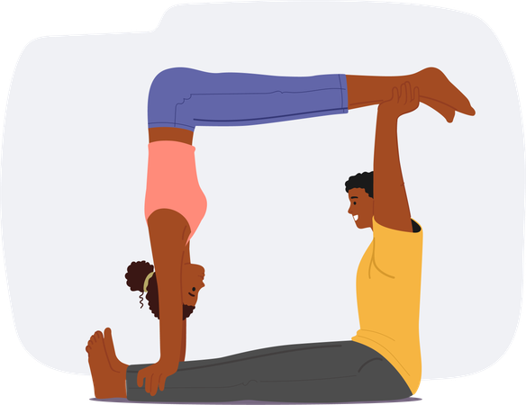 La pareja está haciendo acro yoga  Ilustración