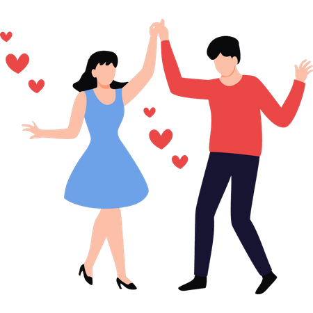 La pareja esta bailando  Ilustración