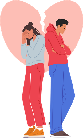 Pareja familiar en relaciones conflictivas  Ilustración