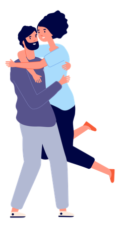 Feliz pareja abrazándose  Ilustración