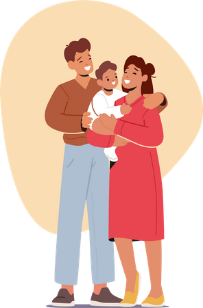 Pareja feliz en dulce familia  Ilustración