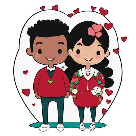 Feliz pareja de pie juntos  Ilustración