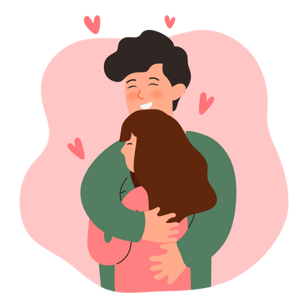 Pareja haciendo abrazo  Ilustración