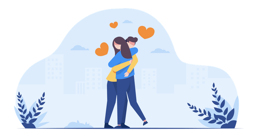 Pareja haciendo abrazo  Ilustración