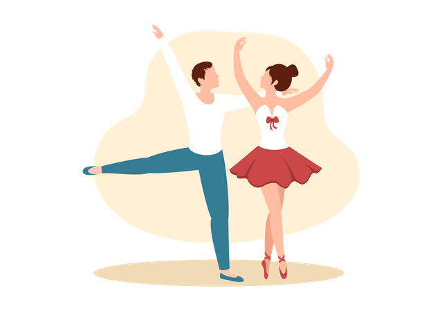 Pareja haciendo ballet  Ilustración