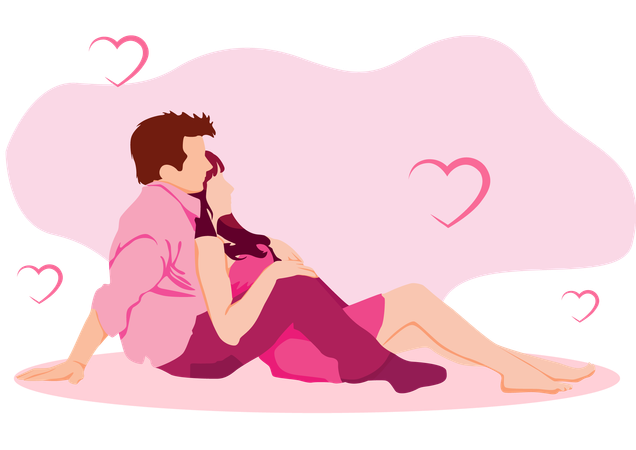 Pareja haciendo romance  Ilustración