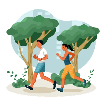 Pareja haciendo jogging  Ilustración